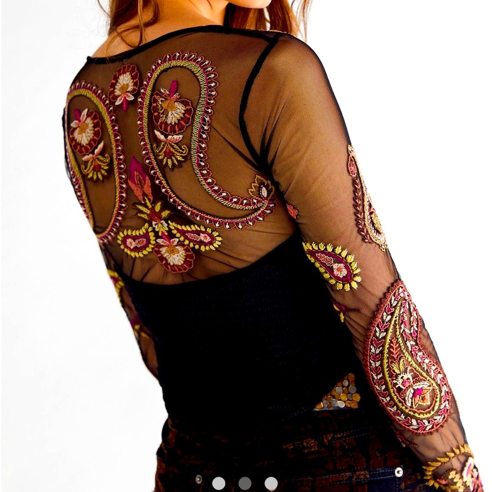 Free people embroidered velvet top - Picture 4 of 9